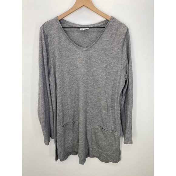 J Jill Tops J Jill V Neck Long Sleeve Gray Size Large Poshmark